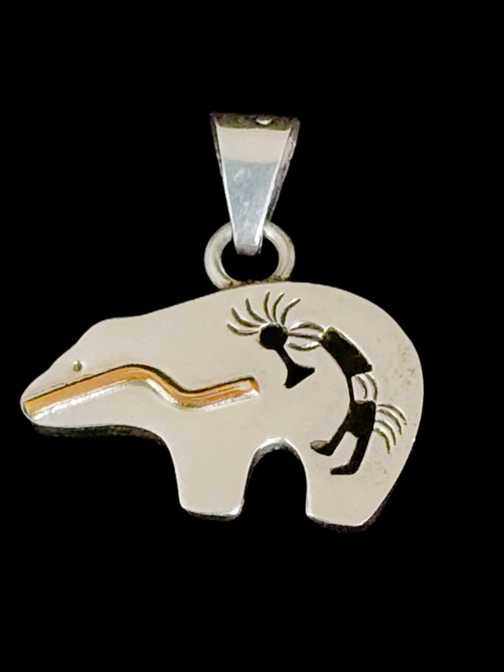 Vintage 90s 925 Sterling Silver Spirit Bear Kokopelli Pendant 5.4 grams